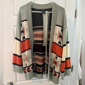 Wrangler Retro Knit Cardigan in Sage and Dark Brown
